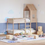 tömör fenyőfa ágy emelettel és tetővel 80 x 200 cm