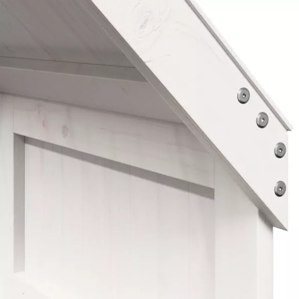 fehér tömör fenyőfa ágy emelettel és tetővel 90 x 200 cm