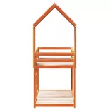 viaszbarna tömör fenyőfa ágy emelettel és tetővel 90 x 200 cm