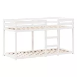 fehér tömör fenyőfa ágy emelettel és tetővel 90 x 200 cm