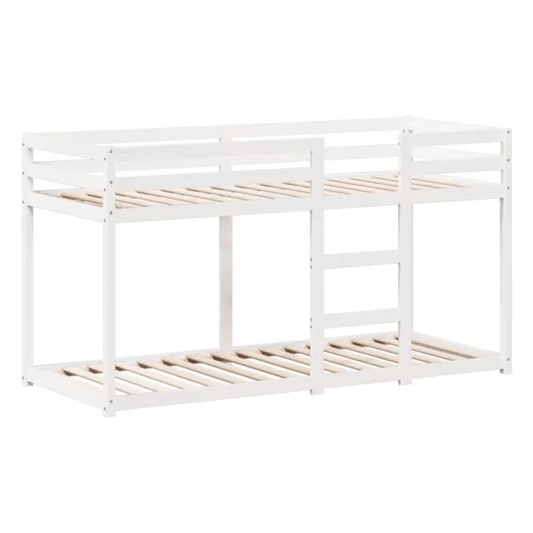 fehér tömör fenyőfa ágy emelettel és tetővel 90 x 200 cm