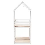 fehér tömör fenyőfa ágy emelettel és tetővel 90 x 200 cm