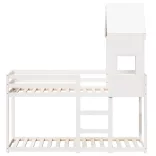 fehér tömör fenyőfa ágy emelettel és tetővel 90 x 190 cm