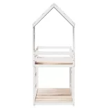 fehér tömör fenyőfa ágy emelettel és tetővel 90 x 190 cm