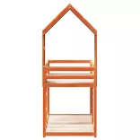 viaszbarna tömör fenyőfa ágy emelettel és tetővel 90 x 190 cm