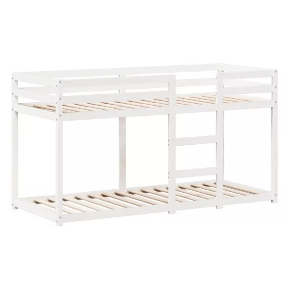 fehér tömör fenyőfa ágy emelettel és tetővel 90 x 190 cm