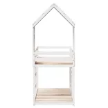 fehér tömör fenyőfa ágy emelettel és tetővel 90 x 190 cm