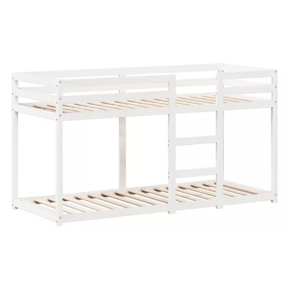 fehér tömör fenyőfa ágy emelettel és tetővel 75 x 190 cm