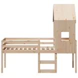 tömör fenyőfa magasított ágy tetővel 90 x 200 cm