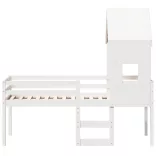 fehér tömör fenyőfa magasított ágy tetővel 90 x 200 cm