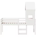 fehér tömör fenyőfa magasított ágy tetővel 90 x 190 cm