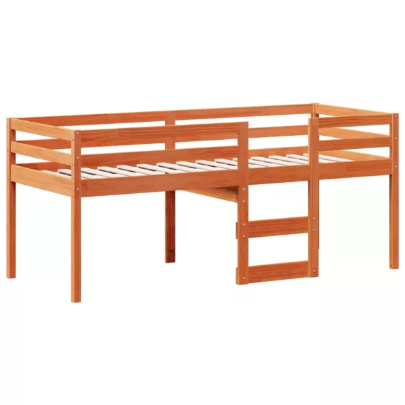 viaszbarna tömör fenyőfa magasított ágy tetővel 90 x 190 cm