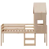 tömör fenyőfa magasított ágy tetővel 75 x 190 cm
