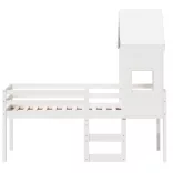 fehér tömör fenyőfa magasított ágy tetővel 75 x 190 cm