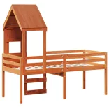 viaszbarna tömör fenyőfa magasított ágy tetővel 75 x 190 cm