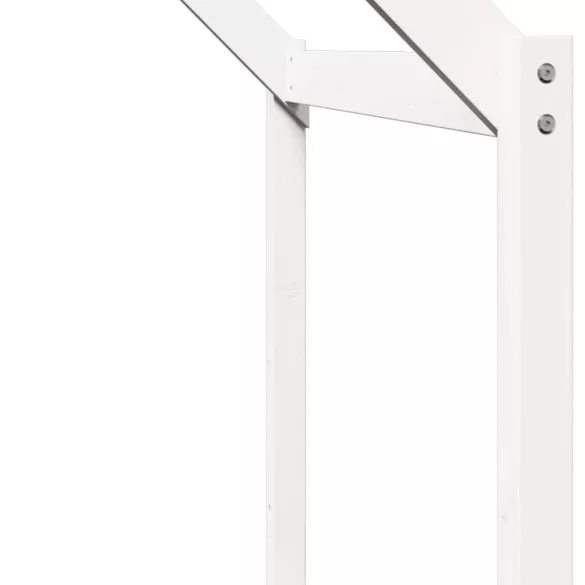 fehér tömör fenyőfa ágy emelettel és tetővel 80 x 200 cm