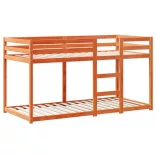 viaszbarna tömör fenyőfa ágy emelettel és tetővel 90 x 190 cm