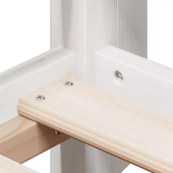 fehér tömör fenyőfa ágy emelettel és tetővel 90 x 190 cm