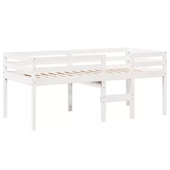 fehér tömör fenyőfa magasított ágy tetővel 90 x 200 cm