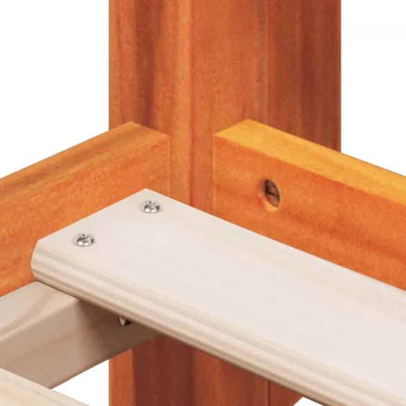 viaszbarna tömör fenyőfa magasított ágy tetővel 90 x 200 cm