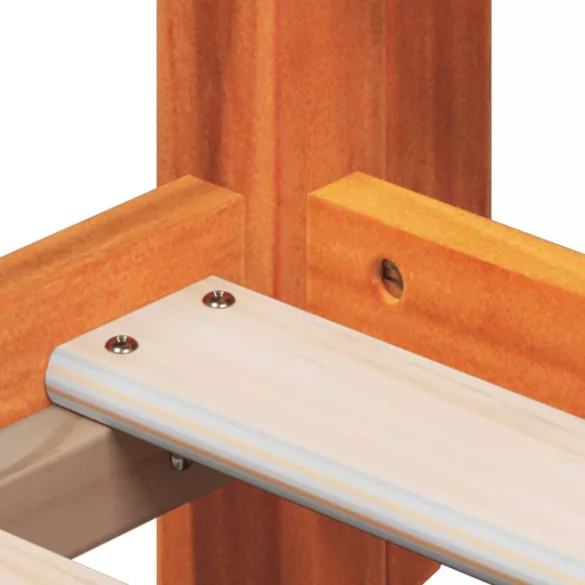 viaszbarna tömör fenyőfa magasított ágy tetővel 80 x 200 cm