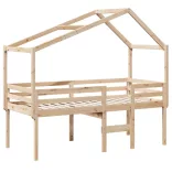 tömör fenyőfa magasított ágy tetővel 75 x 190 cm