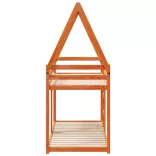 viaszbarna tömör fenyőfa ágy emelettel és tetővel 90 x 200 cm