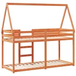 viaszbarna tömör fenyőfa ágy emelettel és tetővel 90 x 200 cm