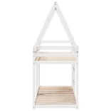 fehér tömör fenyőfa ágy emelettel és tetővel 90 x 200 cm