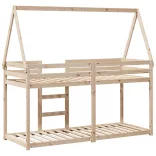 tömör fenyőfa ágy emelettel és tetővel 80 x 200 cm