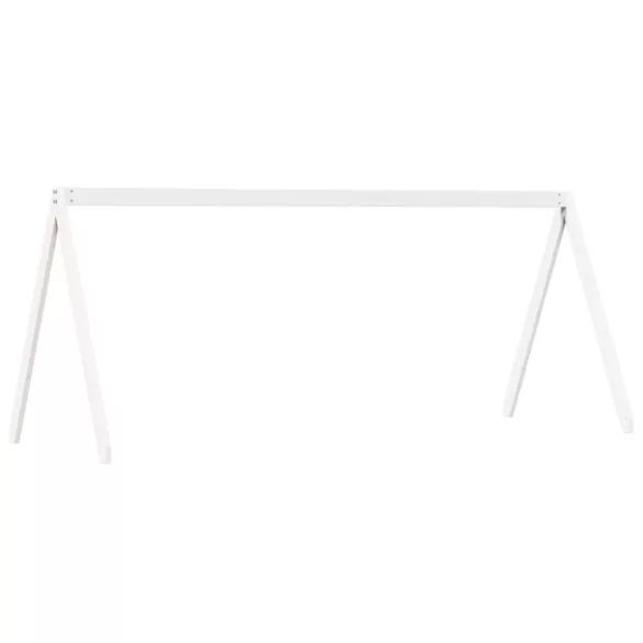 fehér tömör fenyőfa ágy emelettel és tetővel 80 x 200 cm