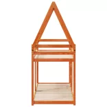 viaszbarna tömör fenyőfa ágy emelettel és tetővel 80 x 200 cm