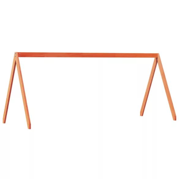 viaszbarna tömör fenyőfa ágy emelettel és tetővel 80 x 200 cm