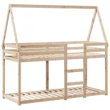 tömör fenyőfa ágy emelettel és tetővel 75 x 190 cm