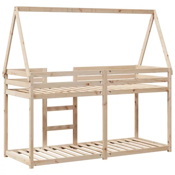 tömör fenyőfa ágy emelettel és tetővel 75 x 190 cm