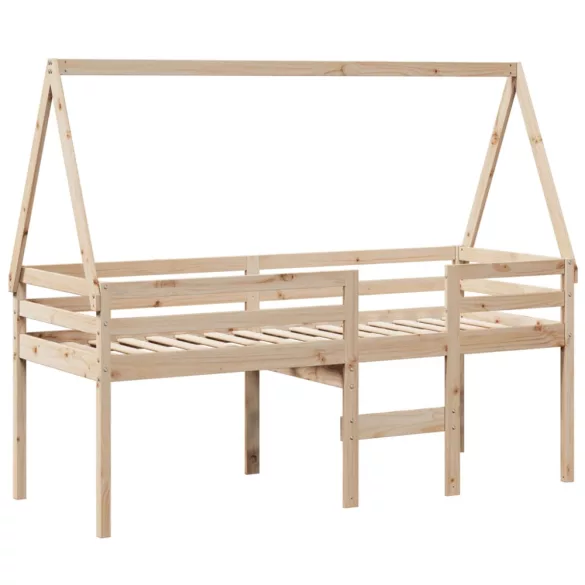 tömör fenyőfa magasított ágy tetővel 80 x 200 cm