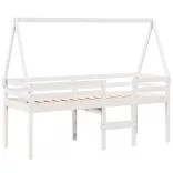 fehér tömör fenyőfa magasított ágy tetővel 80 x 200 cm