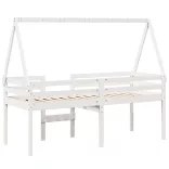 fehér tömör fenyőfa magasított ágy tetővel 80 x 200 cm