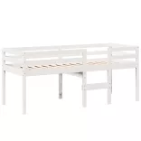 fehér tömör fenyőfa magasított ágy tetővel 90 x 190 cm