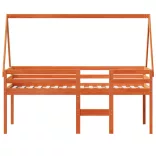 viaszbarna tömör fenyőfa magasított ágy tetővel 90 x 190 cm