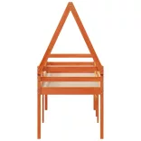 viaszbarna tömör fenyőfa magasított ágy tetővel 90 x 190 cm