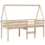 tömör fenyőfa magasított ágy tetővel 75 x 190 cm