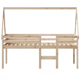 tömör fenyőfa magasított ágy tetővel 75 x 190 cm
