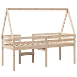tömör fenyőfa magasított ágy tetővel 75 x 190 cm
