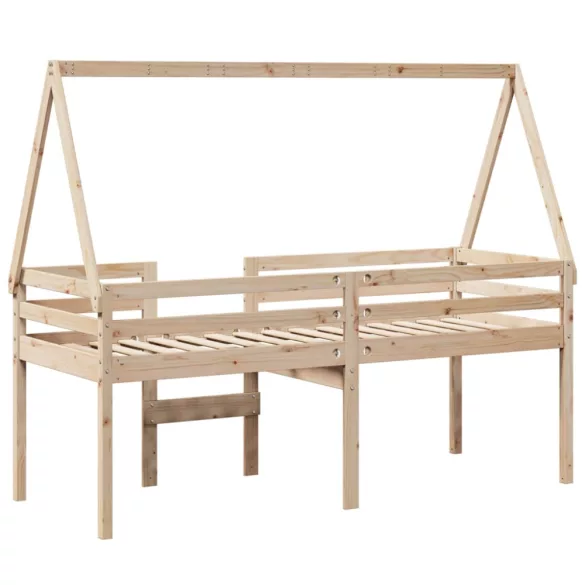 tömör fenyőfa magasított ágy tetővel 75 x 190 cm