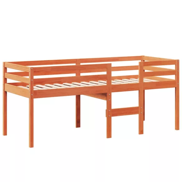 viaszbarna tömör fenyőfa magasított ágy tetővel 75 x 190 cm