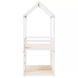 fehér tömör fenyőfa ágy emelettel és tetővel 90 x 200 cm