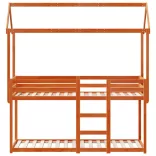 viaszbarna tömör fenyőfa ágy emelettel és tetővel 90 x 200 cm