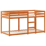 viaszbarna tömör fenyőfa ágy emelettel és tetővel 90 x 200 cm