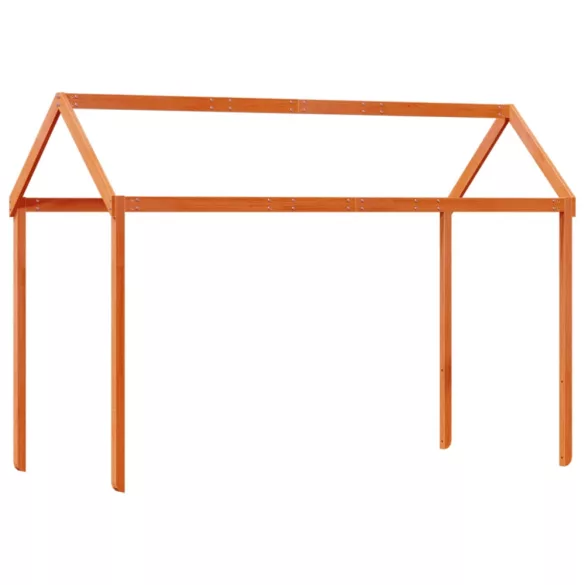 viaszbarna tömör fenyőfa ágy emelettel és tetővel 90 x 200 cm